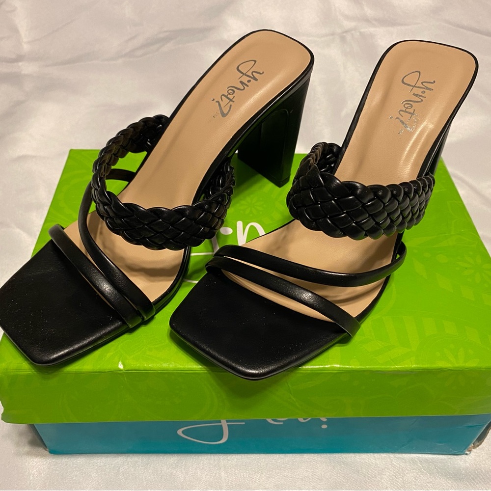Black strappy heels